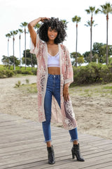 Contrast Mesh Cotton Lace Kimono - Wear and Wander