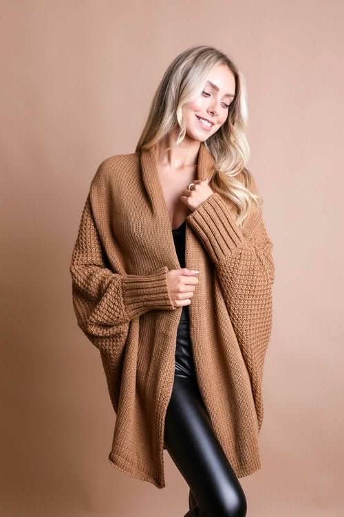 Cuddly Bat Sleeve Knit Cardigan - Wear and Wander