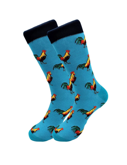 Cute Casual Designer Animal Socks - Rooster - for Men and Women - Wear and Wander