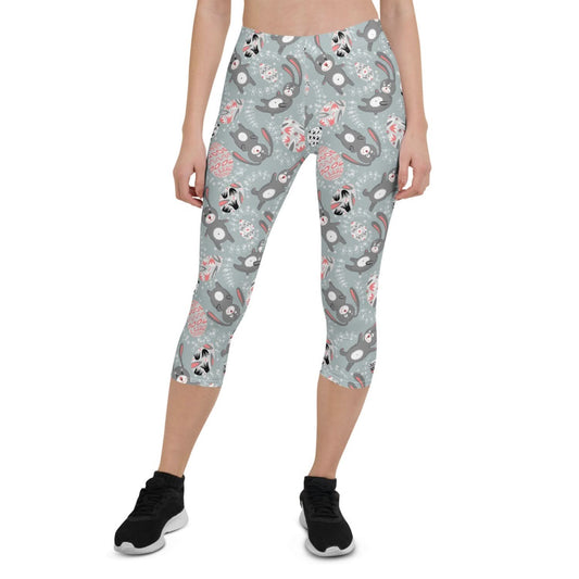 Cute Easter Bunny Capri Leggings for Women - Wear and Wander