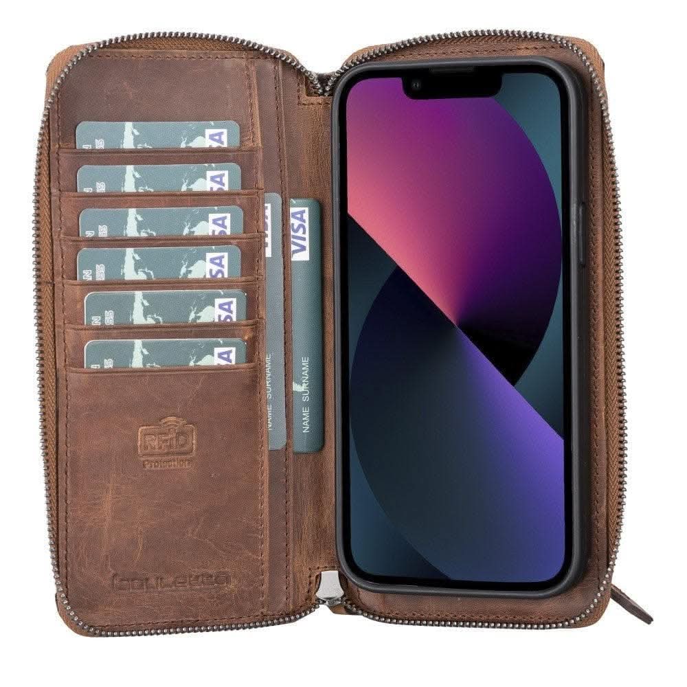Detachable Leather Zipper Wallet Cases for Apple iPhone 13 Series - Wear and Wander