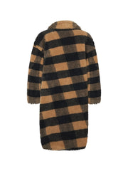 Double Breasted Plaid Faux Fur Coat - Wear and Wander
