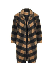 Double Breasted Plaid Faux Fur Coat - Wear and Wander