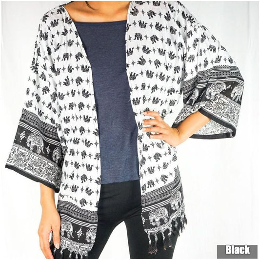 Elephant Tribal Boho Kimono Cover Up - Wear and Wander