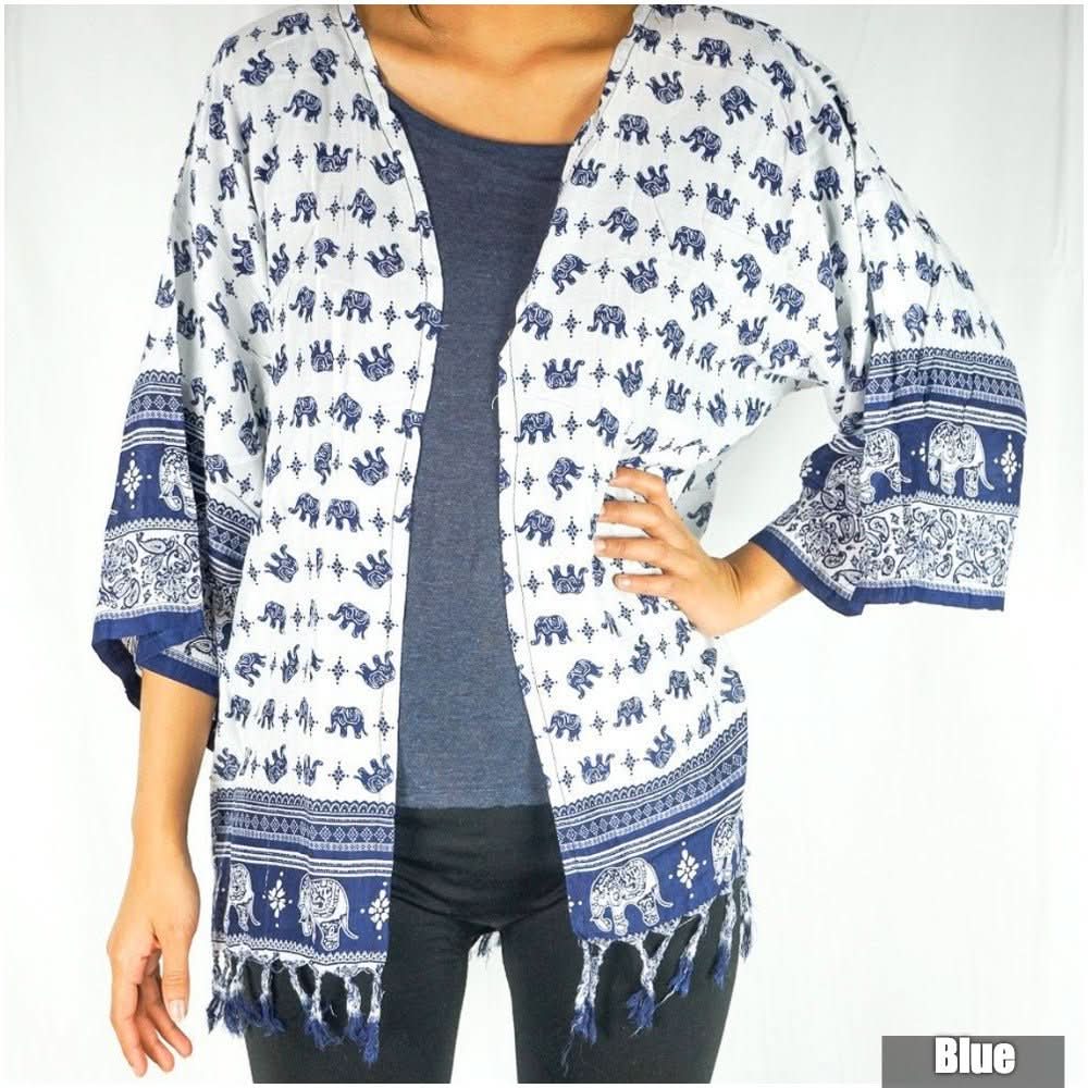 Elephant Tribal Boho Kimono Cover Up - Wear and Wander