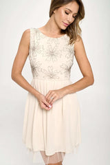 Embellished A - Line Dress β Delicate Floral Design - Wear and Wander
