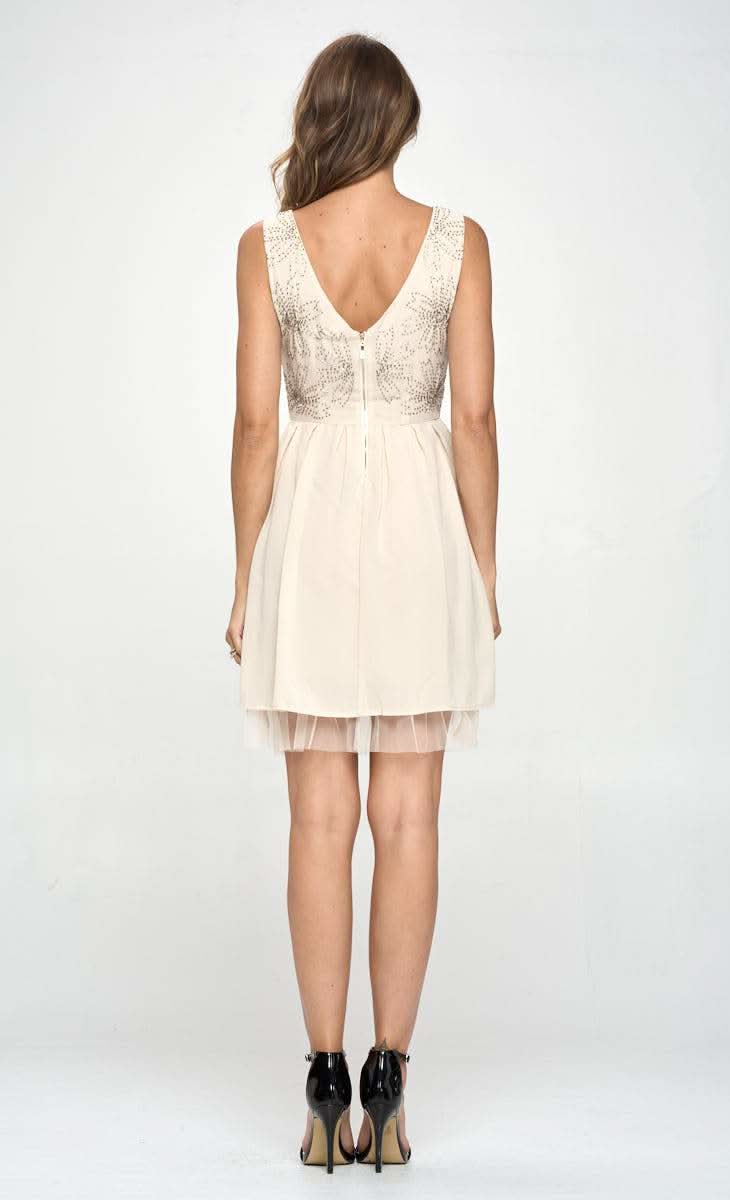 Embellished A - Line Dress β Delicate Floral Design - Wear and Wander