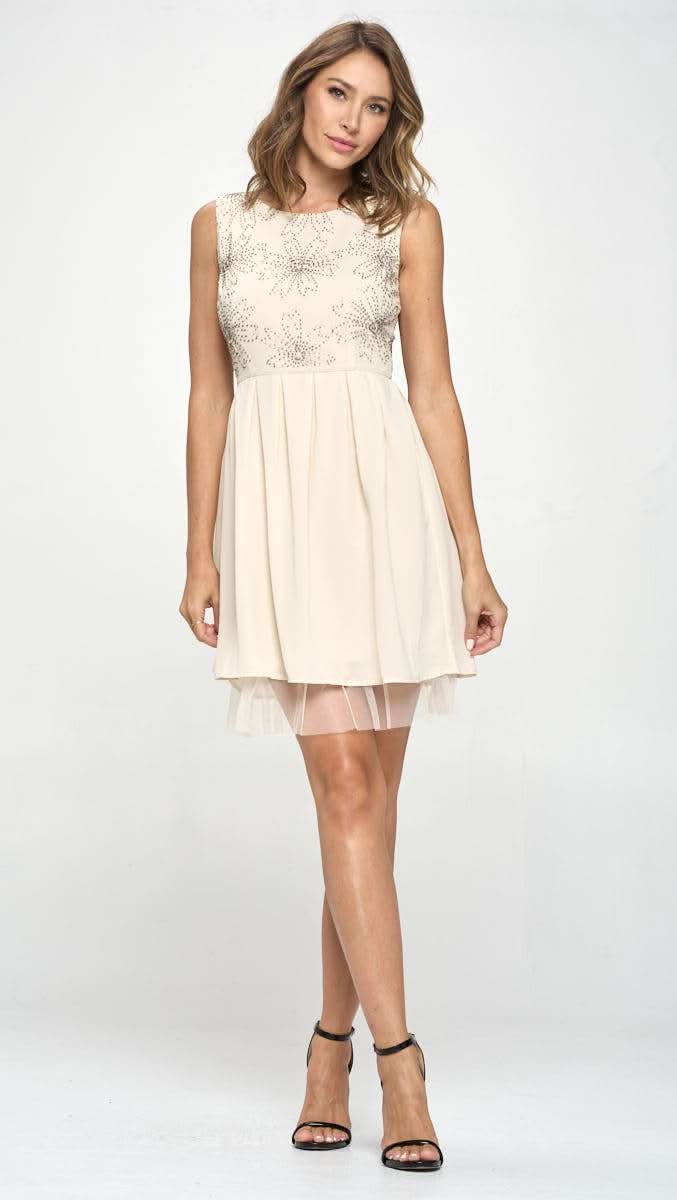 Embellished A - Line Dress β Delicate Floral Design - Wear and Wander
