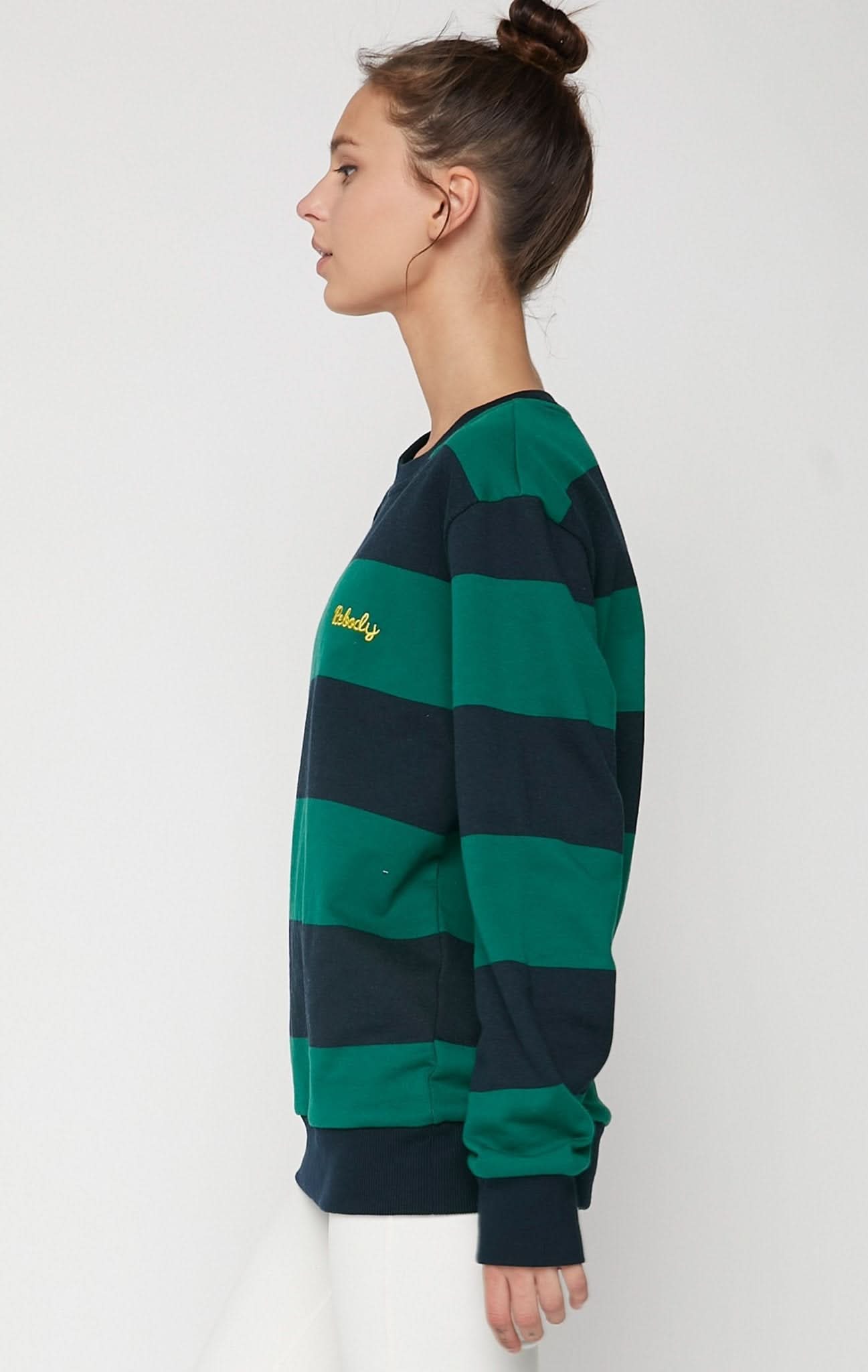 Embroidered Rebody Rugby Striped Sweatshirt Sustainable - Wear and Wander