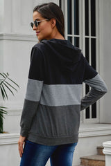 Fashion Black Color Block Zipped Neck Hoodie - Wear and Wander