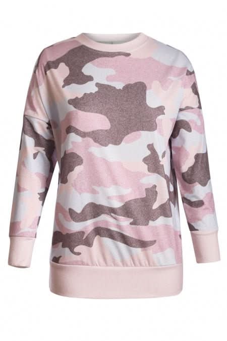 Fashion Dusty Pink Digital Camo Print Sweatshirt - Wear and Wander