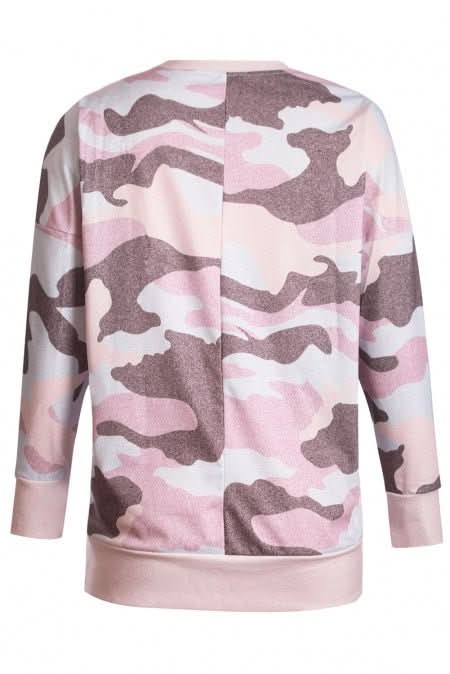 Fashion Dusty Pink Digital Camo Print Sweatshirt - Wear and Wander