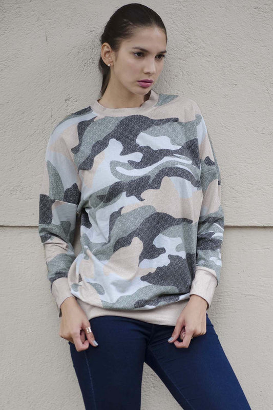 Fashion Khaki Green Digital Camo Print Sweatshirt - Wear and Wander