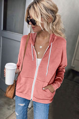 Fashion Pink Zip - up Hoodie Jacket - Wear and Wander