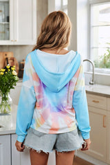 Fashion Sky Blue Colorblock The Sun Cotton Blend Tie Dye Hoodie - Wear and Wander