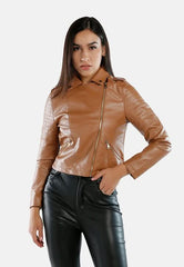 Faux Leather Biker Jacket - Wear and Wander