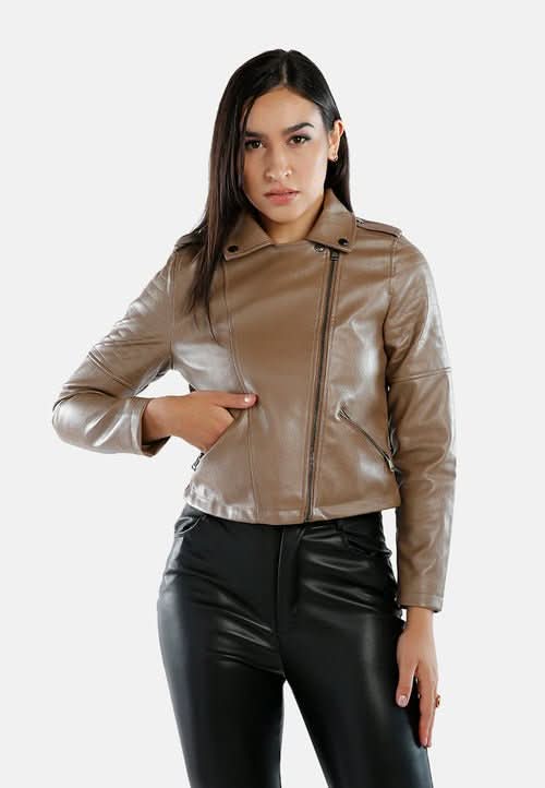 Faux Leather Biker Jacket - Wear and Wander