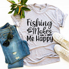 Fishing Makes Me Happy T-shirt - Wear and Wander