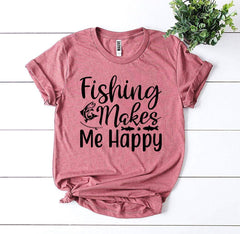 Fishing Makes Me Happy T-shirt - Wear and Wander