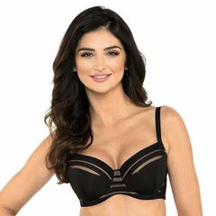 Full Figure Padded Striped Bra Gorteks Luna Black - Wear and Wander
