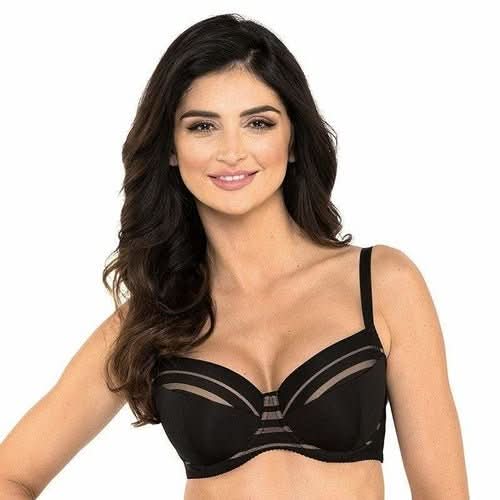 Full Figure Padded Striped Bra Gorteks Luna Black - Wear and Wander