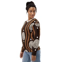 Graphic Sweatshirt for Women Brown White Geometric Lines - Wear and Wander
