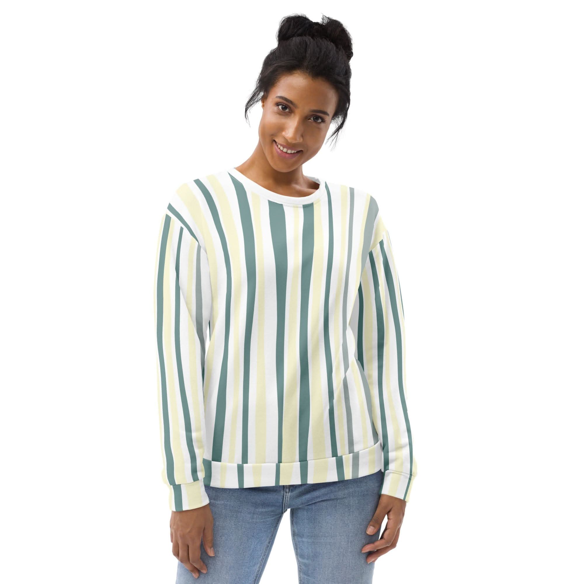 Graphic Sweatshirt for Women Green Yellow Geometric Lines - Wear and Wander