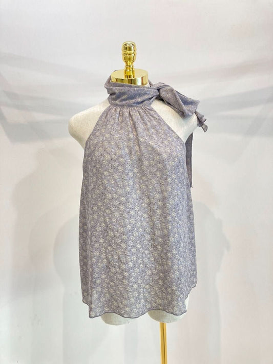 Halter Neck Floral Print Sleeveless Top with Bow Detail - Wear and Wander