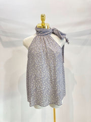 Halter Neck Floral Print Sleeveless Top with Bow Detail - Wear and Wander