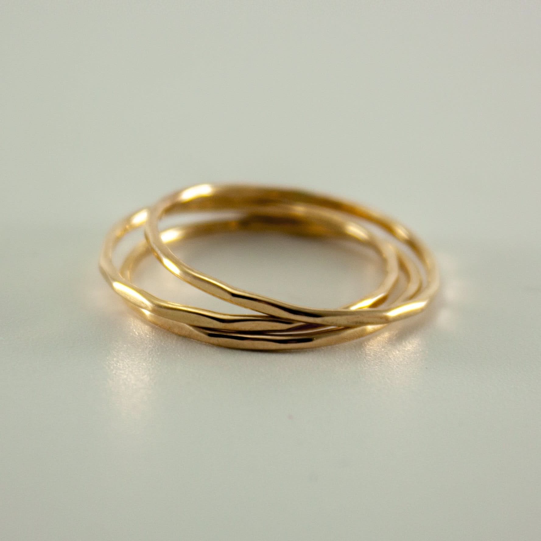 Hammered 14k Gold Filled Slim Ring Stack - Wear and Wander