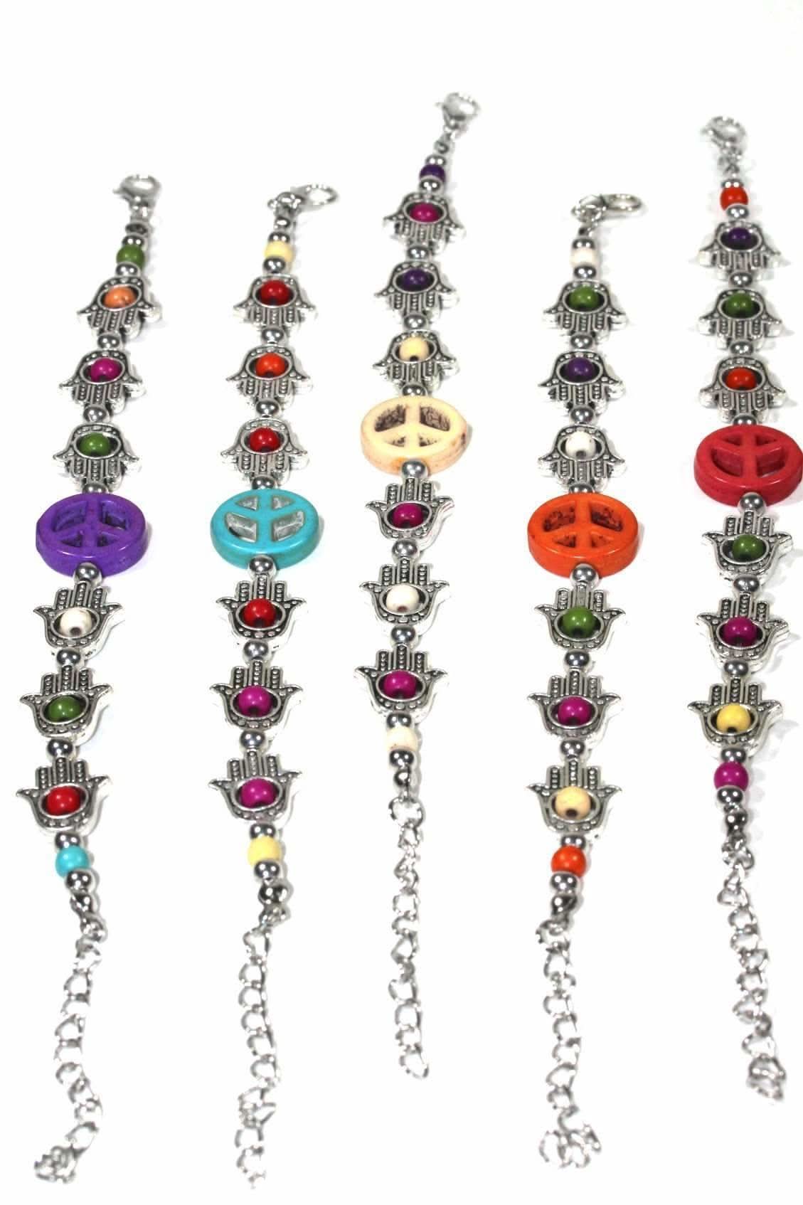 Hamsa Hands & Peace Bracelet - Wear and Wander