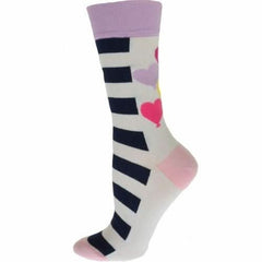 Heart Balloons and Stripes Pattern Cotton Crew Socks - Wear and Wander