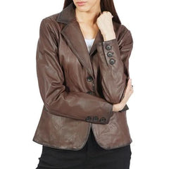 Josie Blazer Brown Leather Jacket - Wear and Wander