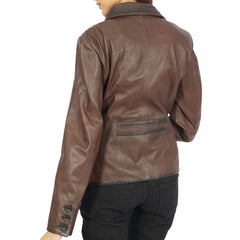 Josie Blazer Brown Leather Jacket - Wear and Wander