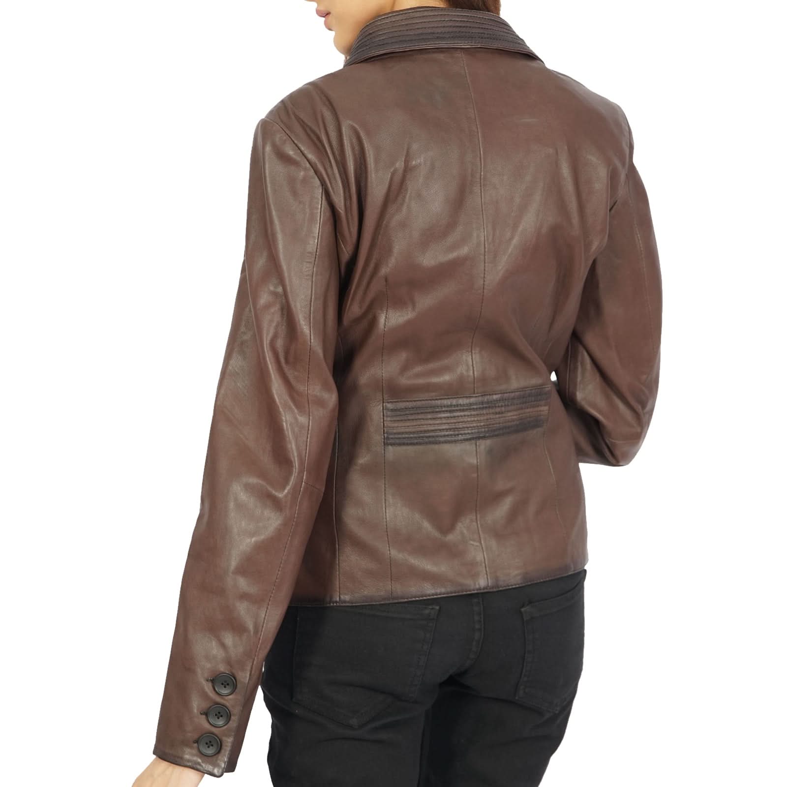 Josie Blazer Brown Leather Jacket - Wear and Wander