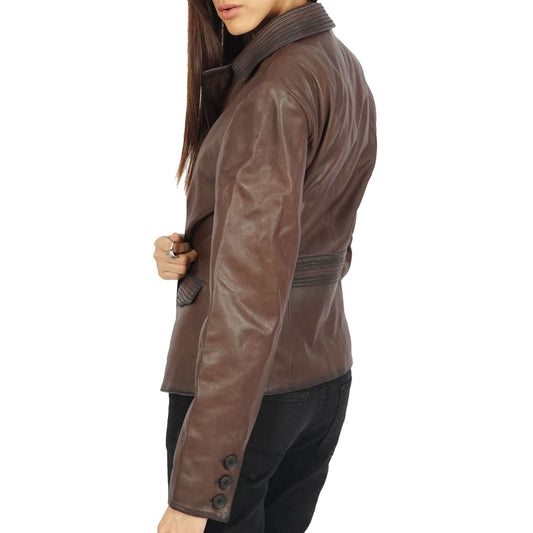 Josie Blazer Brown Leather Jacket - Wear and Wander