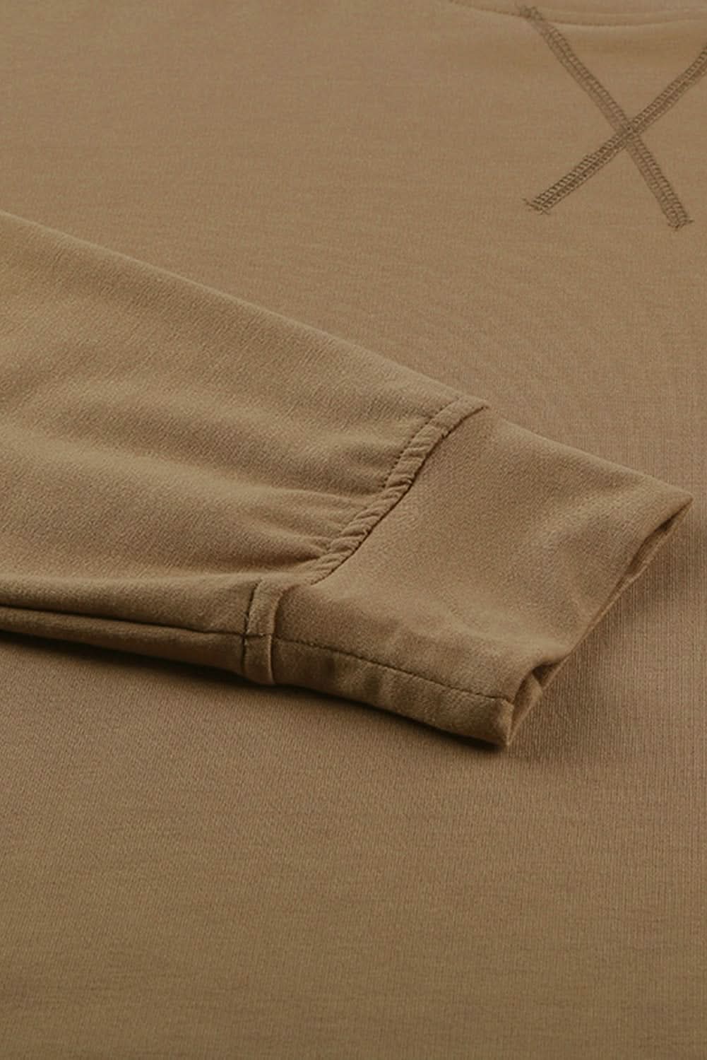 Khaki Crew Neck Long Sleeve Sweatshirt - Wear and Wander