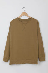Khaki Crew Neck Long Sleeve Sweatshirt - Wear and Wander