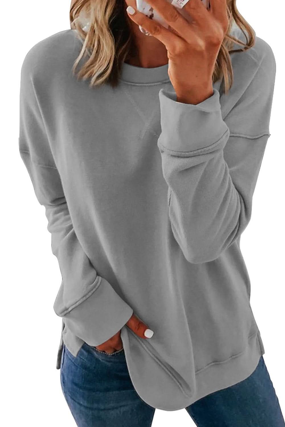 Khaki Crew Neck Long Sleeve Sweatshirt - Wear and Wander