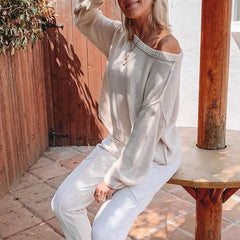 Knitted solid casual o neck sweater jumper Women autumn - Wear and Wander