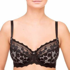 Lauma Pearly Shadow Semi Sheer Full Figure Polka Dot Lace Bra - Wear and Wander