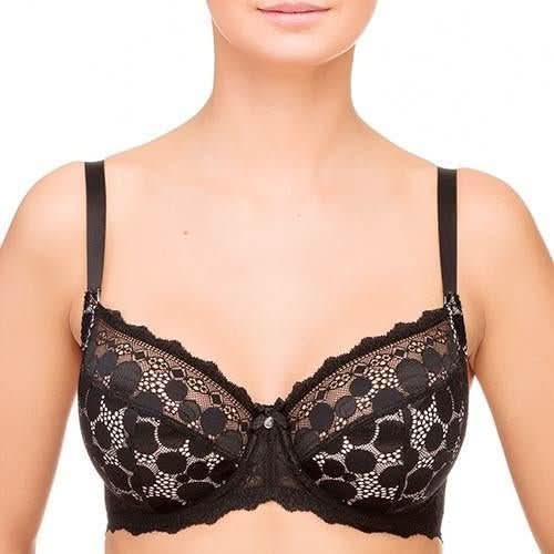 Lauma Pearly Shadow Semi Sheer Full Figure Polka Dot Lace Bra - Wear and Wander