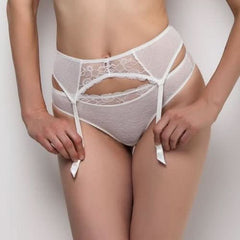 Lauma Sparkling Bridal Lace Sheer Mesh Garter Belt - Wear and Wander