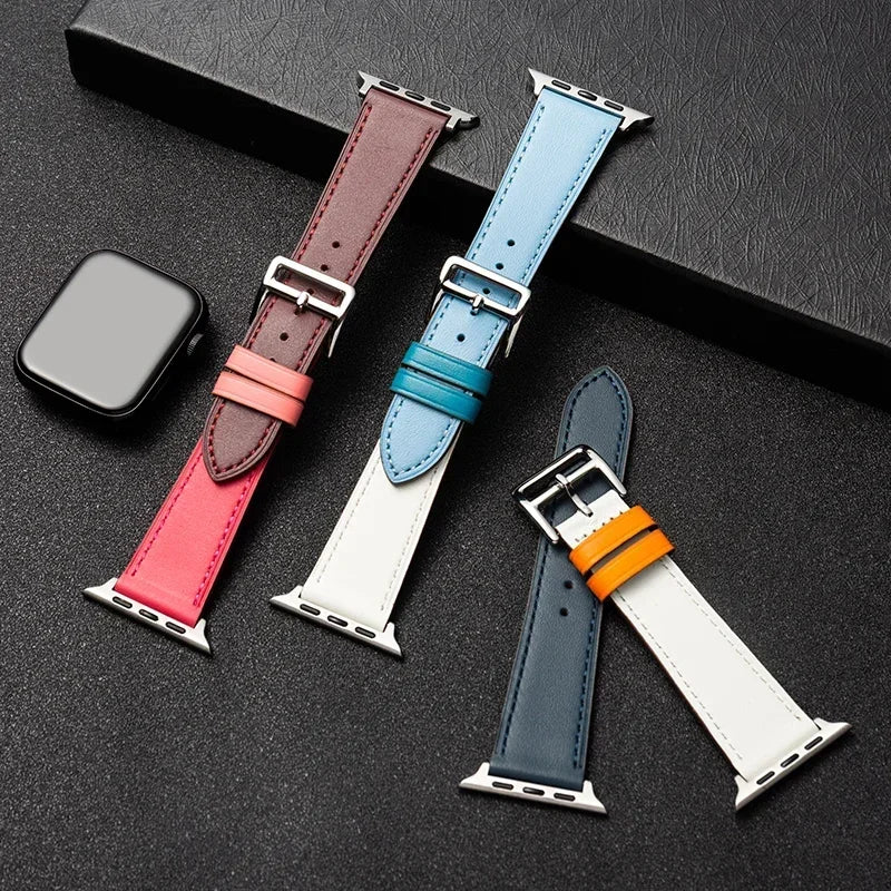 Leather strap For Apple watch band 44mm 45mm 41mm 40mm watchbands Loop bracelet for iWatch ultra 2 49mm series 10 9 8 7 6 5 4 SE - Wear and Wander