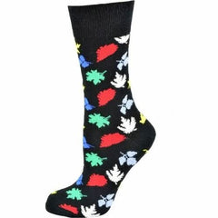 Leaves Pattern Cotton Crew Socks - Wear and Wander