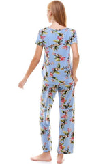 Loungewear set for women's floral short sleeve and pants - Wear and Wander