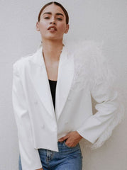 Lydia Ostrich Feather Blazer - Wear and Wander