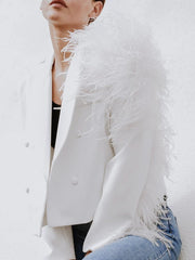 Lydia Ostrich Feather Blazer - Wear and Wander