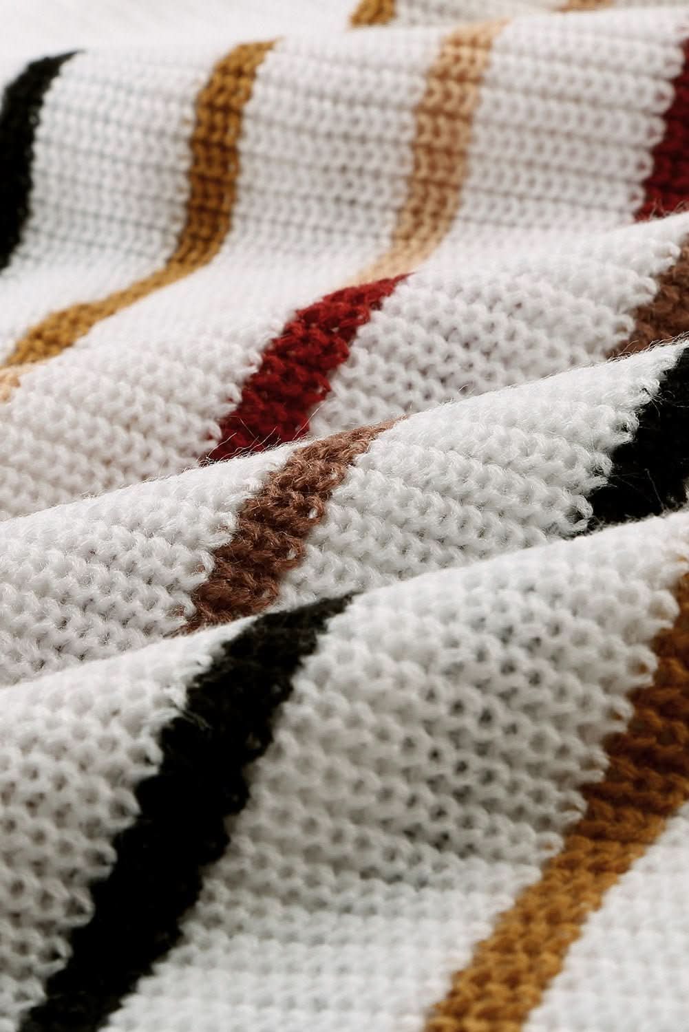 Multicolor Striped Loose Knit Sweater - Wear and Wander