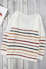 Multicolor Striped Loose Knit Sweater - Wear and Wander